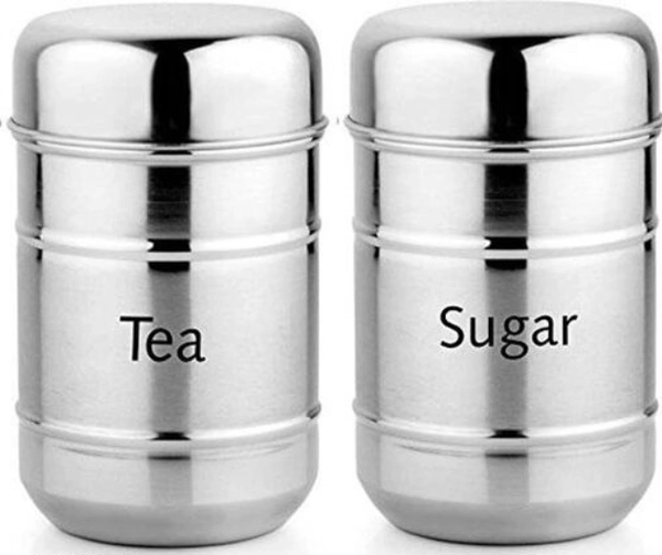 2 Pcs Stainless Steel Airtight Tea Sugar Canister Set 700ml Each - 700ml, Stainless Steel, Airtight, Set of 2